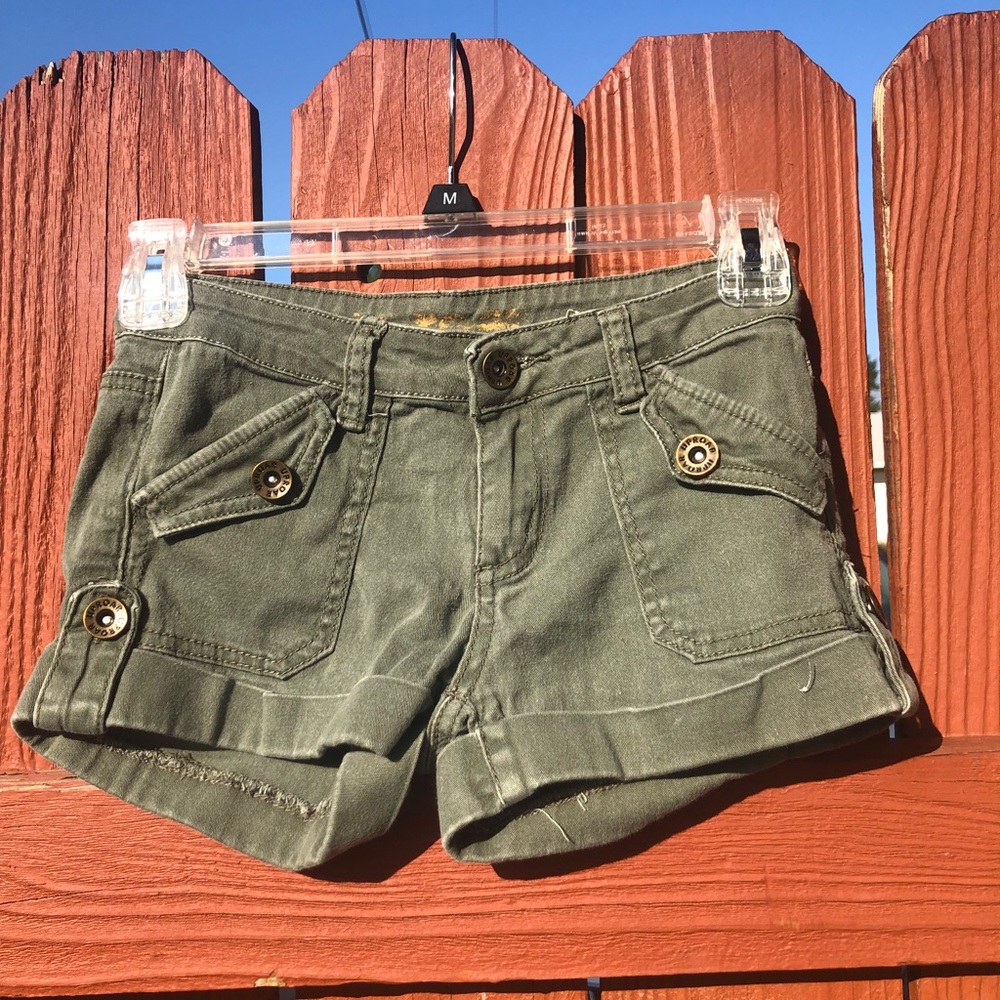 Olive green cuffed shorts